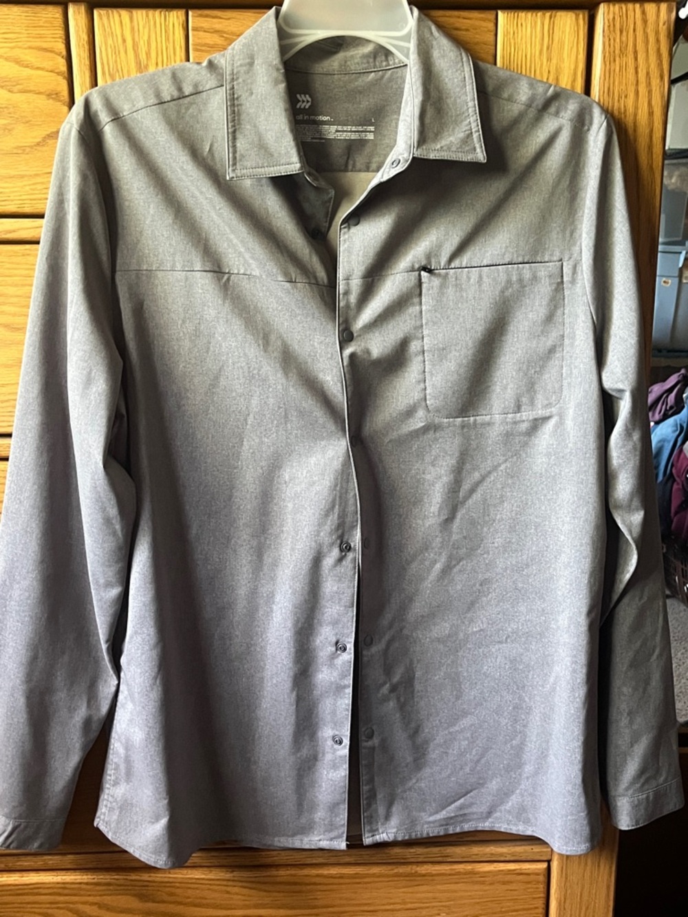 all in motion Men's Heather Grey Long-Sleeve Button-Up Shirt